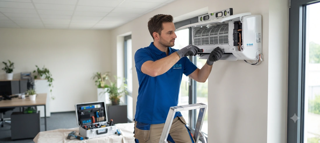 Montage einer Klimaanlage in einem Wohnraum