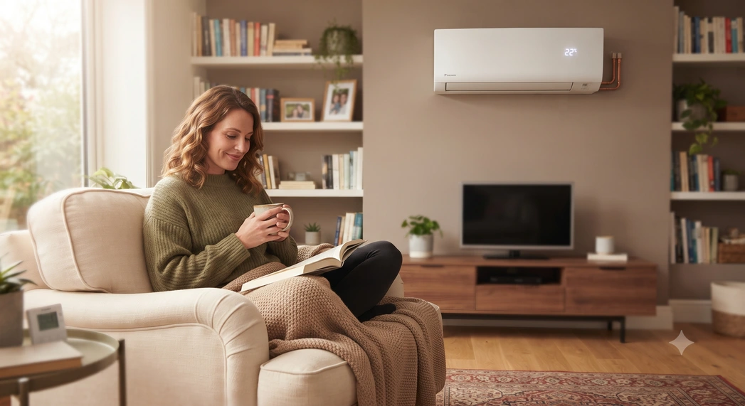 Wohnzimmer mit moderner Klimaanlage