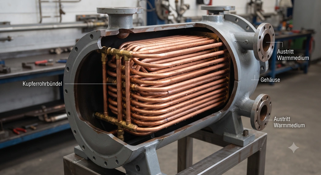 Wärmetauscher und Rohrleitungen in einer technischen Anlage