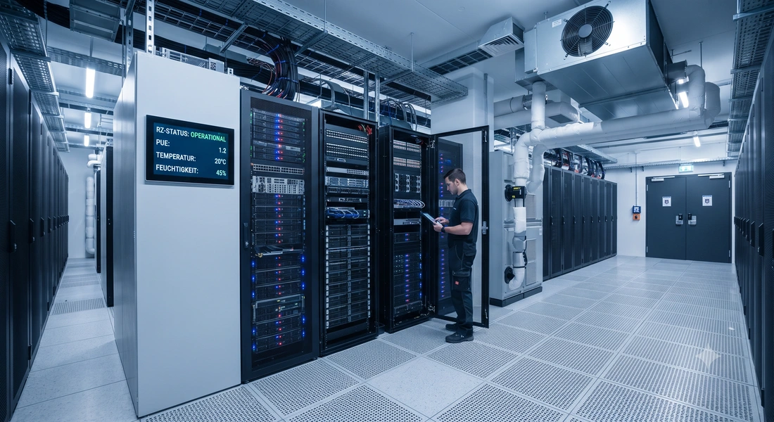 Serverraum mit Klimatisierung und Kaltwasserleitungen